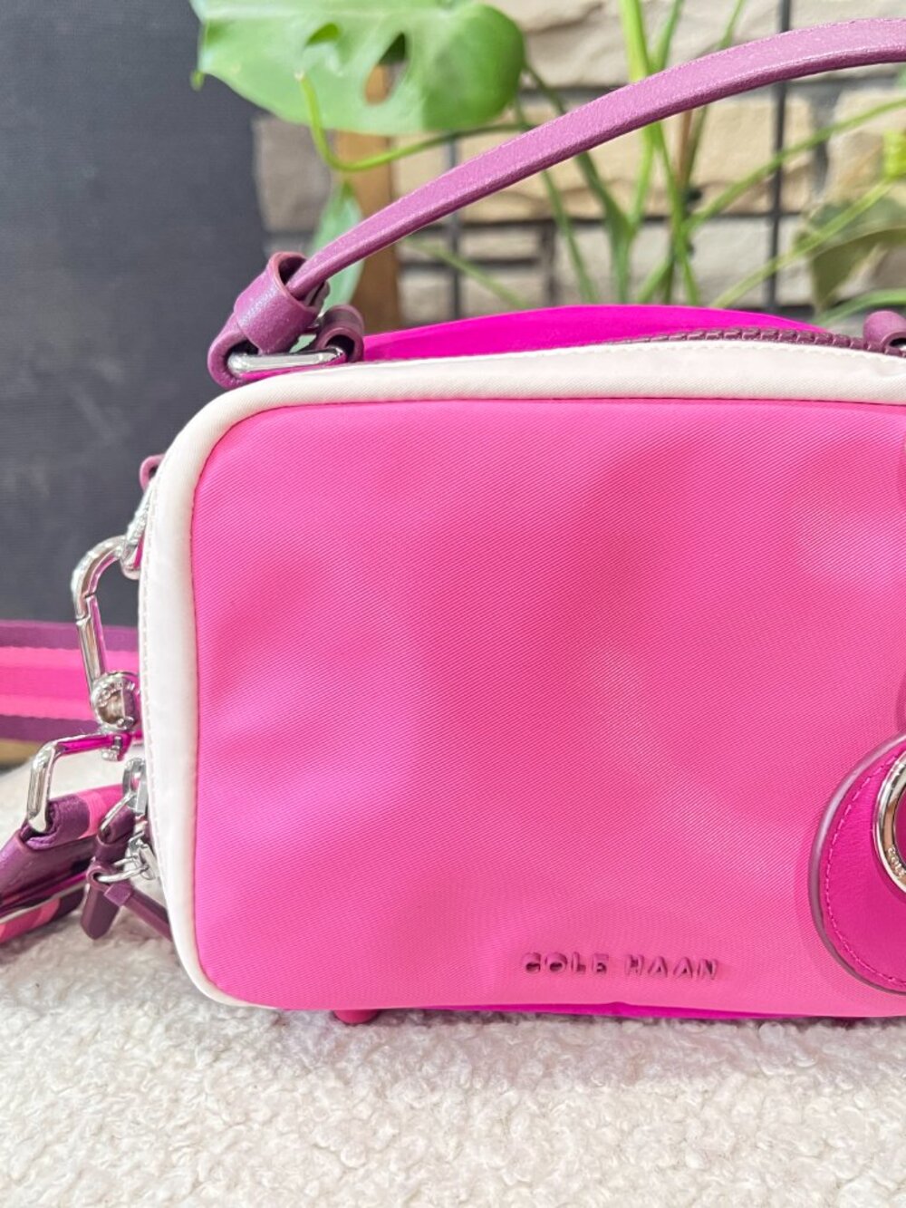 Cole Haan Crossbody Bag Pink Purple White Colorblock Mini Purse Brand New NWOT